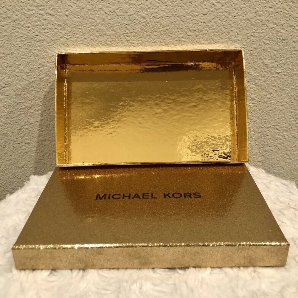 NEW Michael Kors Paper Gift Box for Wallet - Size 8"x5"x1.5" - GOLD / BLACK